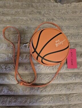 Betsey Johnson Orange Round Basketball Crossbody Bag With Whistle Charm NWT